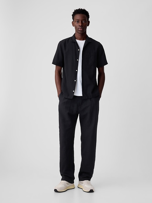 Image number 1 showing, Linen-Cotton Pleated Trousers