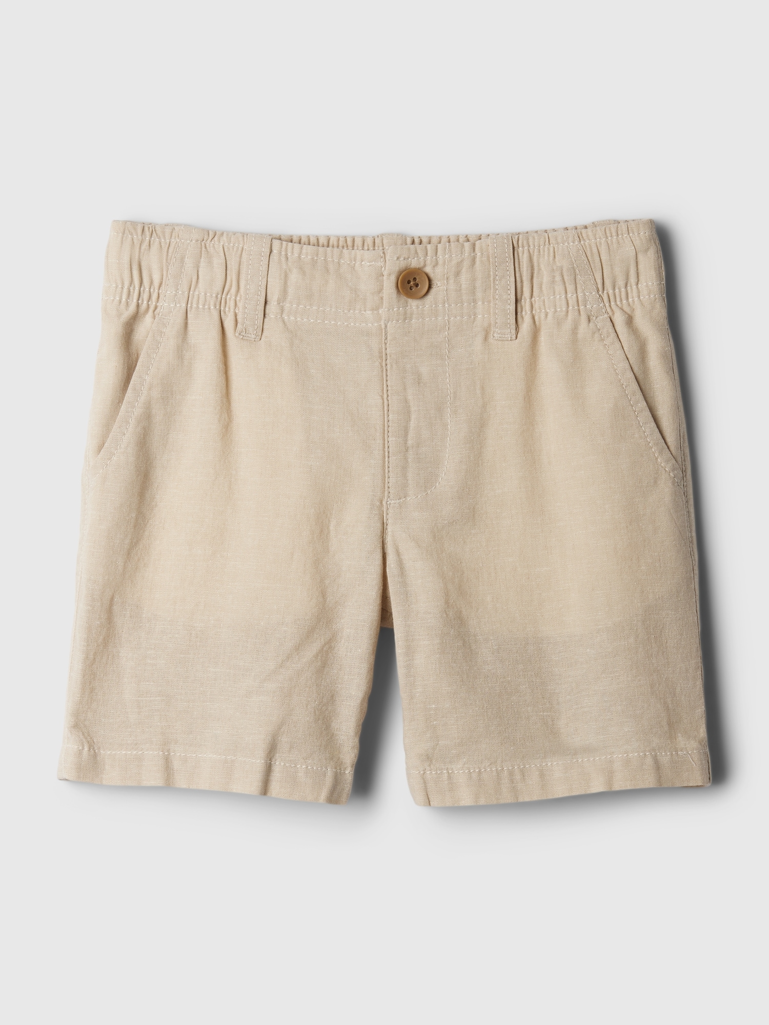 Shop Gap Baby Linen-cotton Shorts In Oatmeal Beige