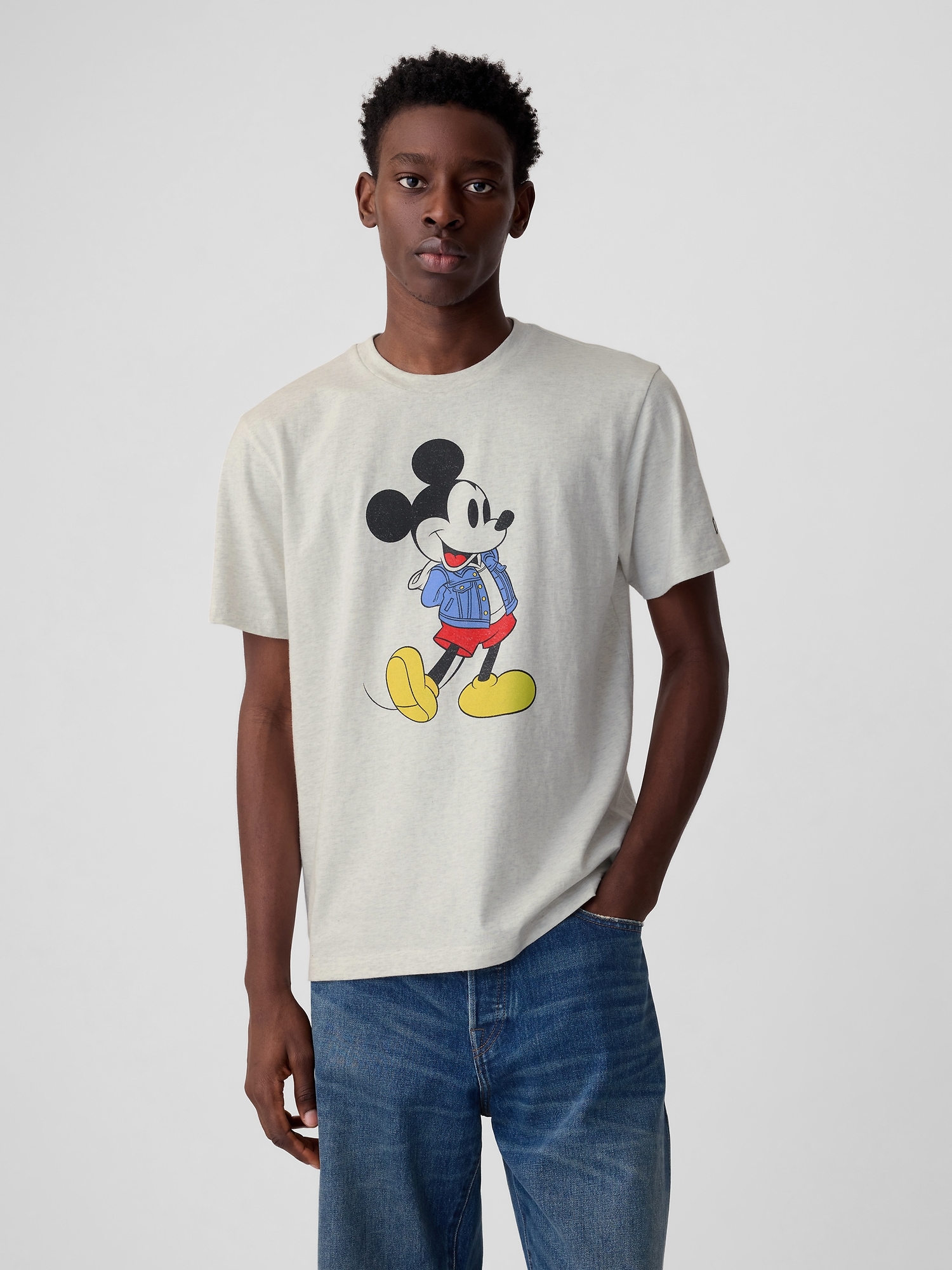 Gap × Disney Mickey Mouse Graphic T-shirt In Pale Heather Grey