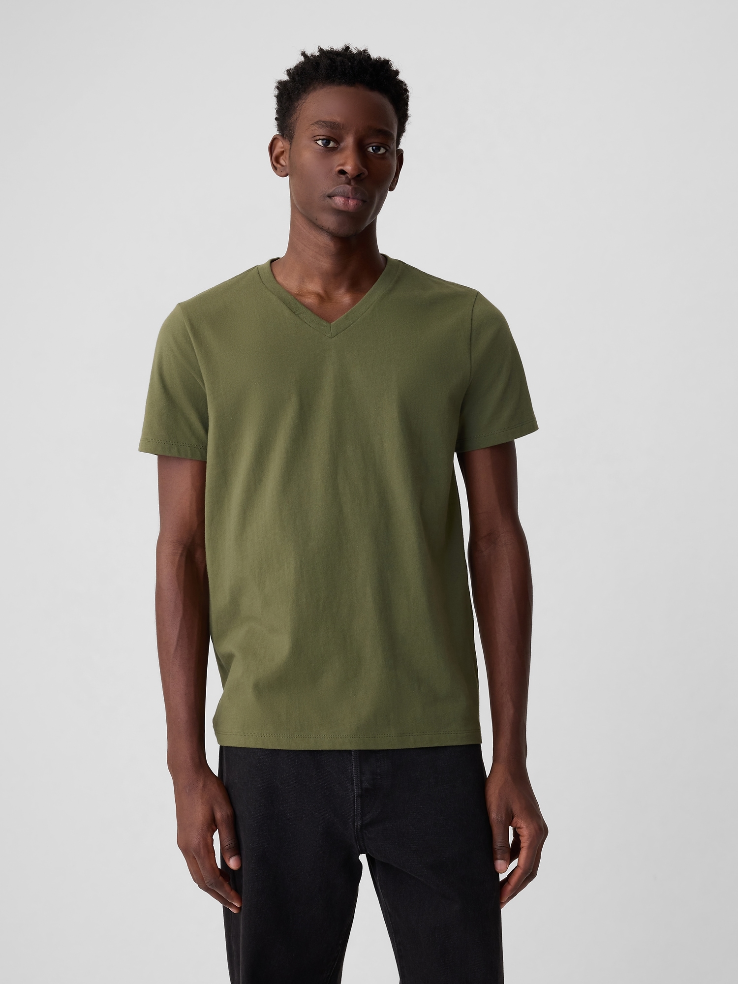 Gap Cotton Classic V T-shirt In Army Jacket Green