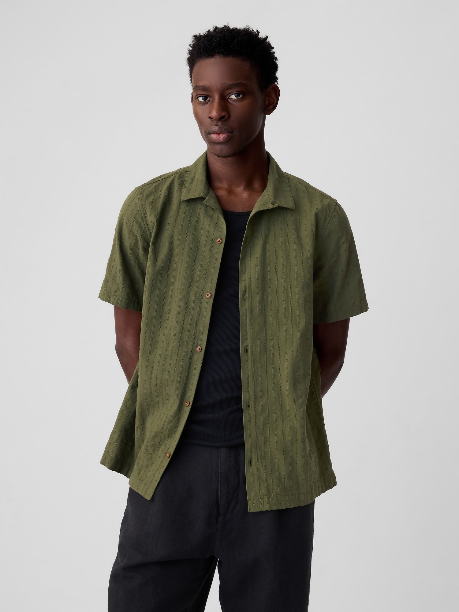 Gap Textured Shirt In Olive Green