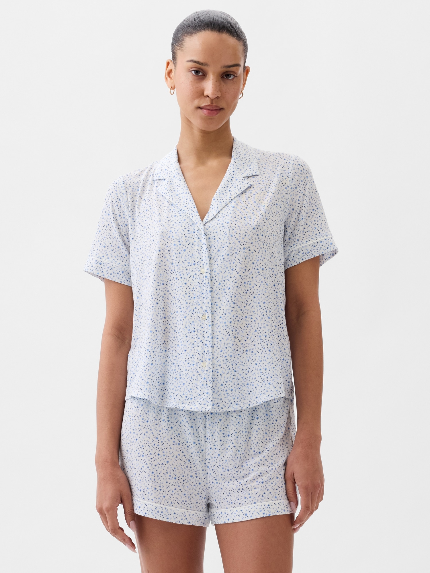 Women Sleepwear Set V Neck Top Pants Modal Pajamas Nightwear, Blue