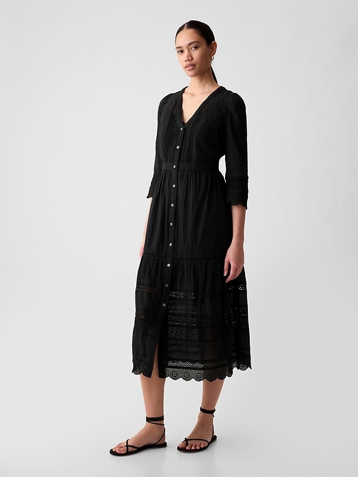 Image number 3 showing, Textured Crinkle Lace Midi Dress