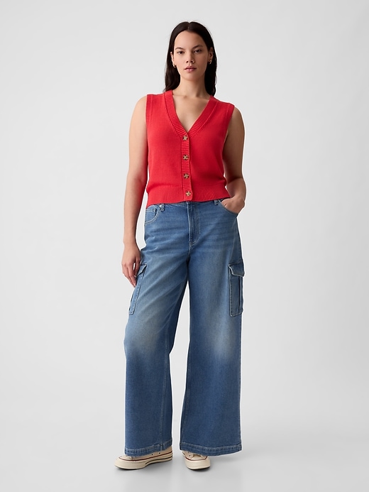 Image number 5 showing, High Rise Stride Wide-Leg Cargo Jeans