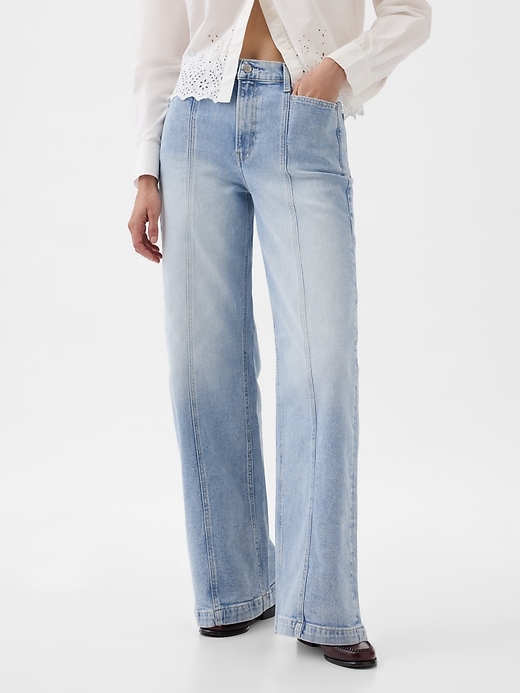 Image number 2 showing, High Rise Stride Wide-Leg  Jeans