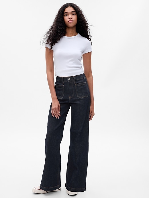 Image number 1 showing, High Rise Stride Wide-Leg Jeans