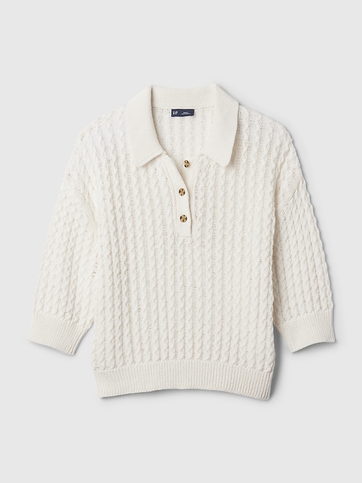 Image number 5 showing, Linen-Cotton Textured Polo Sweater