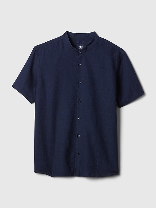 Image number 4 showing, Linen-Cotton Collarless Shirt