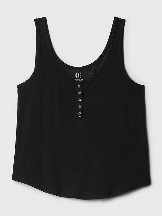 Image number 4 showing, Linen-Blend Henley Tank Top