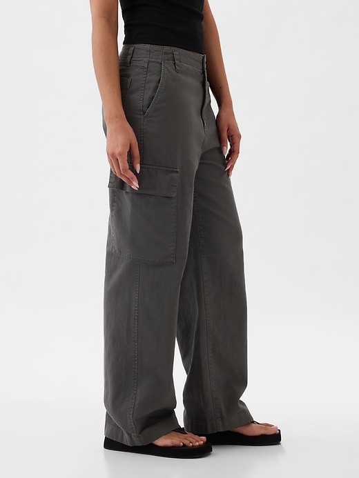 Image number 3 showing, Mid Rise Loose Khaki Cargo Pants