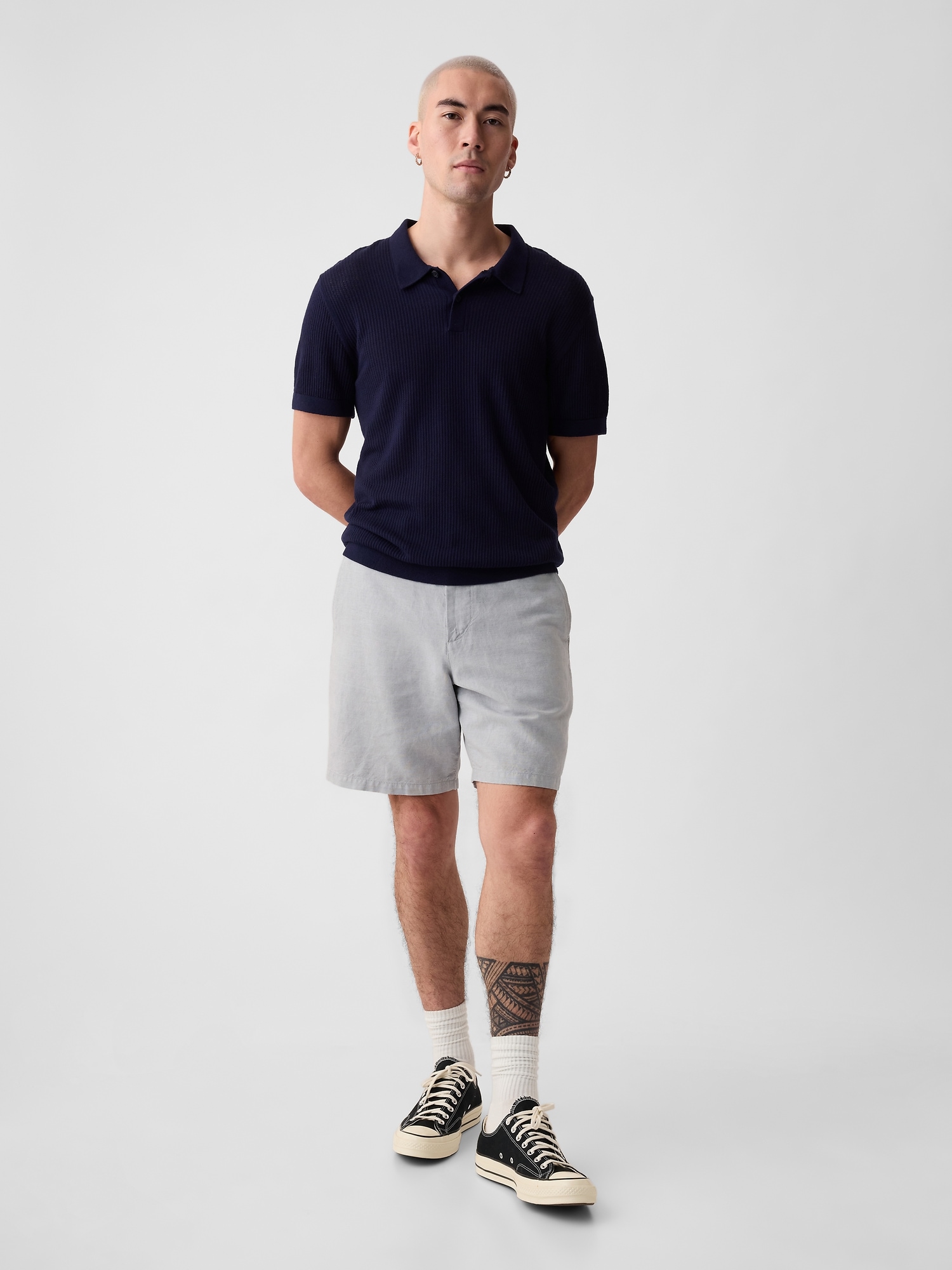 Gap 8" Linen-cotton Shorts In Gray Matter