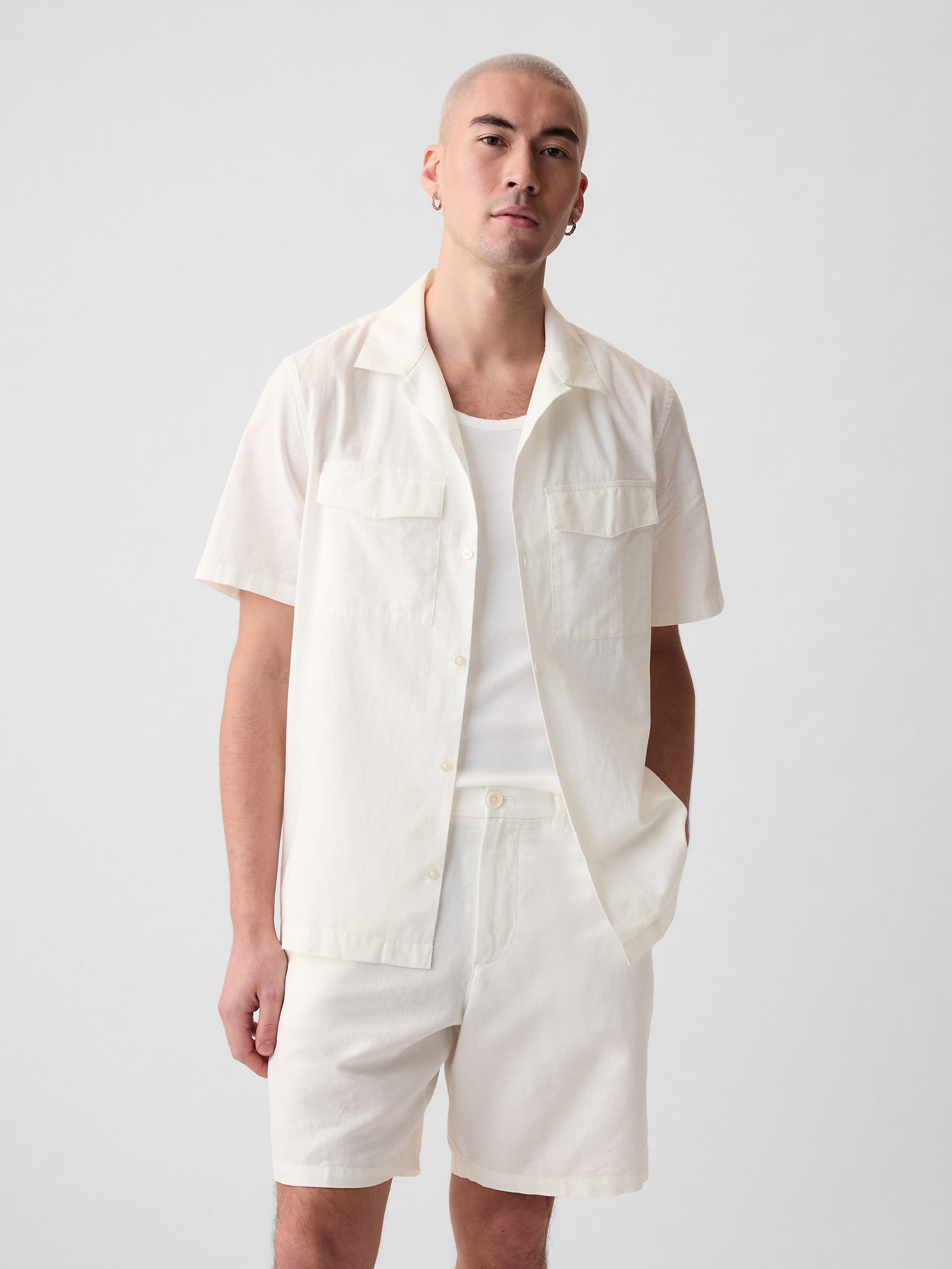 Linen-Cotton Utility Shirt