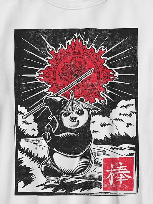 Image number 2 showing, Kids Kung Fu Panda Panda Woodcut Graphic Tee