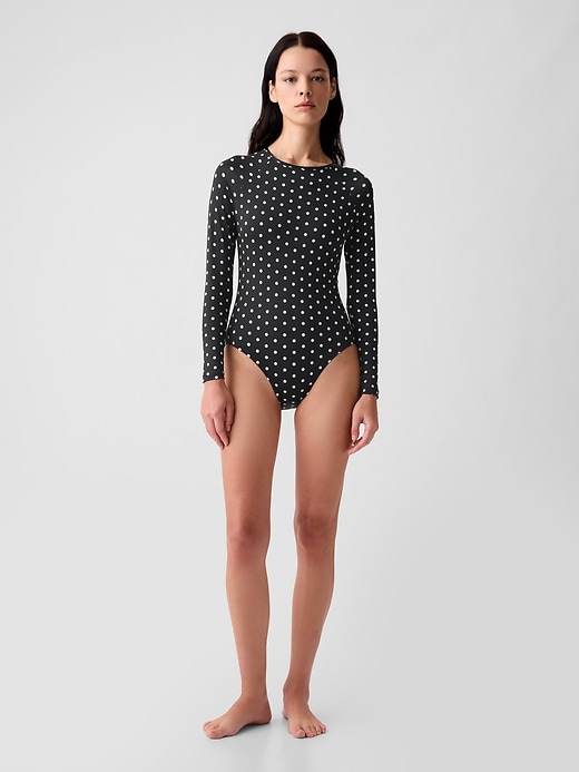 Image number 1 showing, Rash Guard One-Piece Swimsuit
