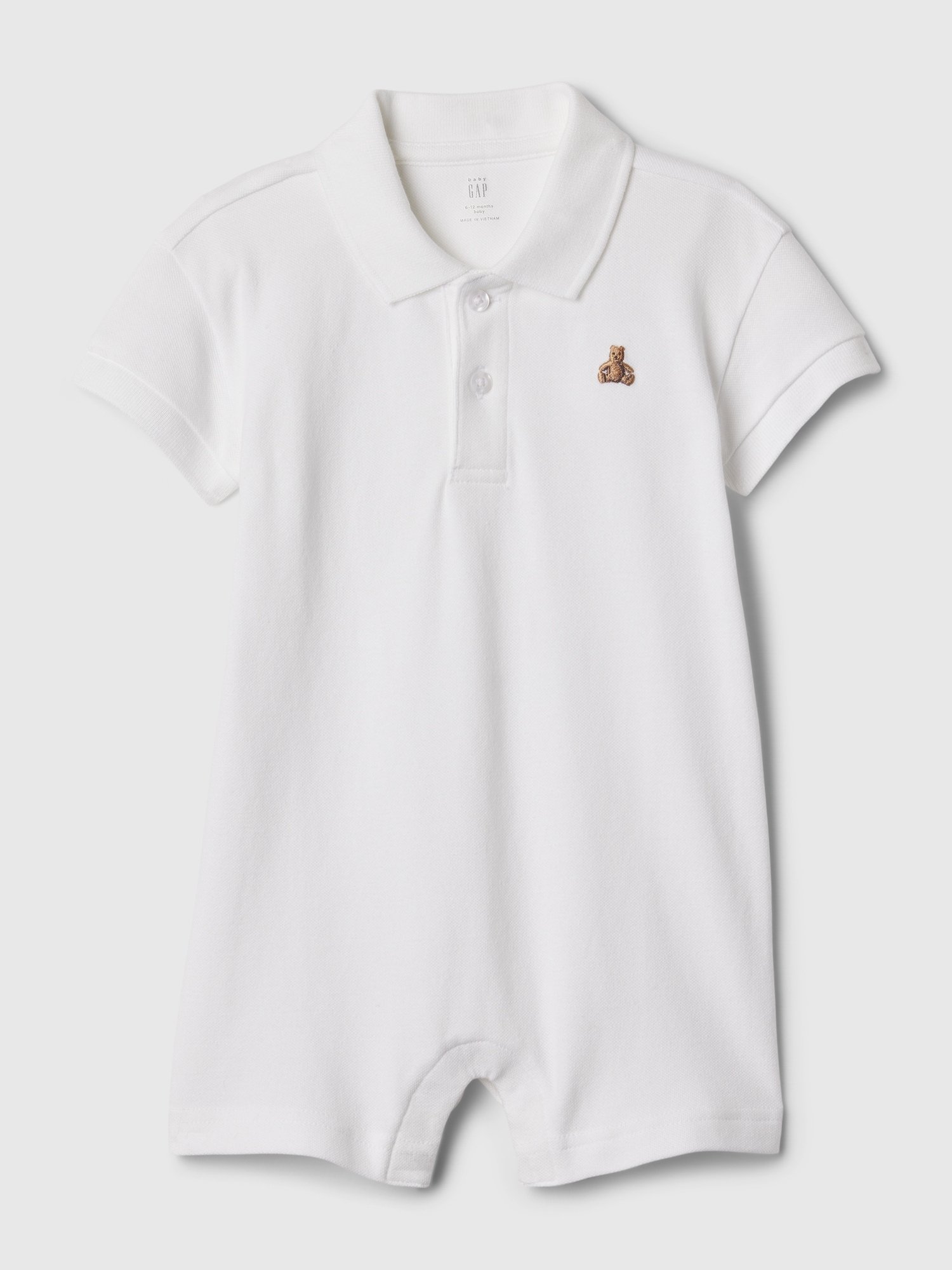 Shop Gap Baby Pique Polo Shirt Shorty In Off White