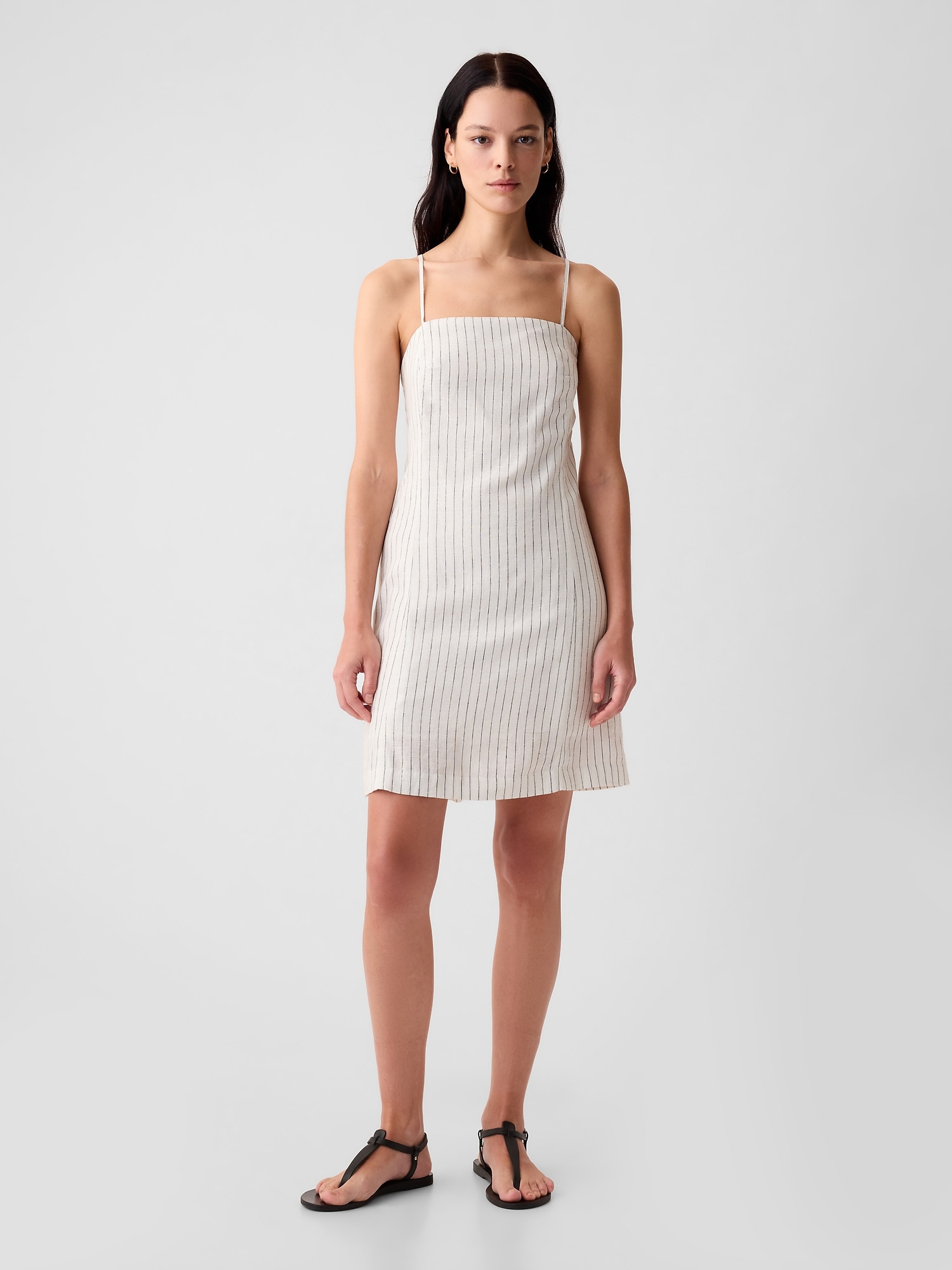 Gap Linen-blend Mini Dress In Off White Stripe