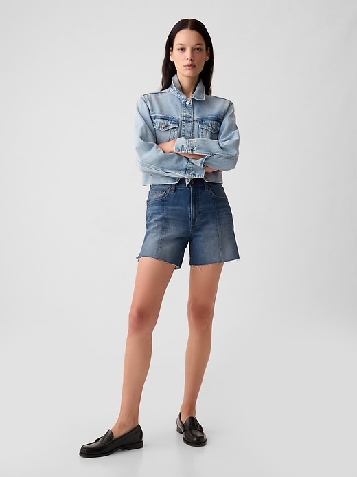 Image number 1 showing, 4" High Rise Girlfriend Denim Shorts