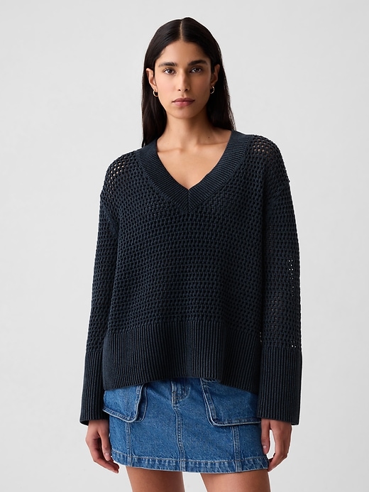 Image number 1 showing, 24/7 Split-Hem Crochet Sweater
