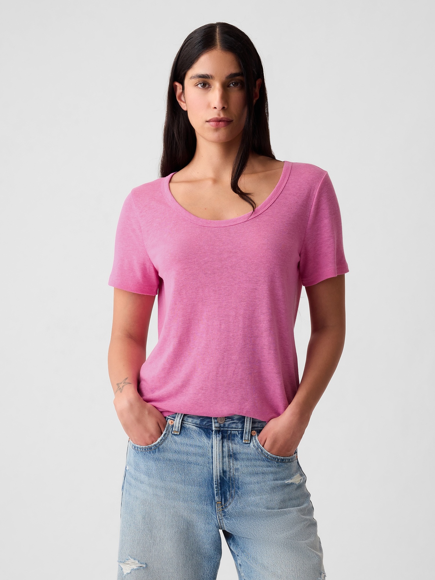 Linen Blend T Shirt Gap