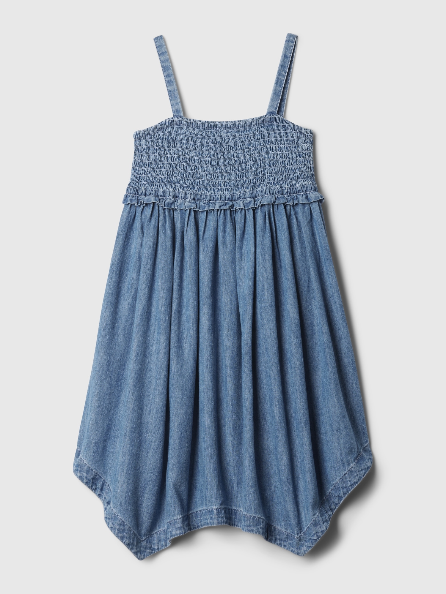 Shop Gap Baby Smocked Dress In Medium Wash