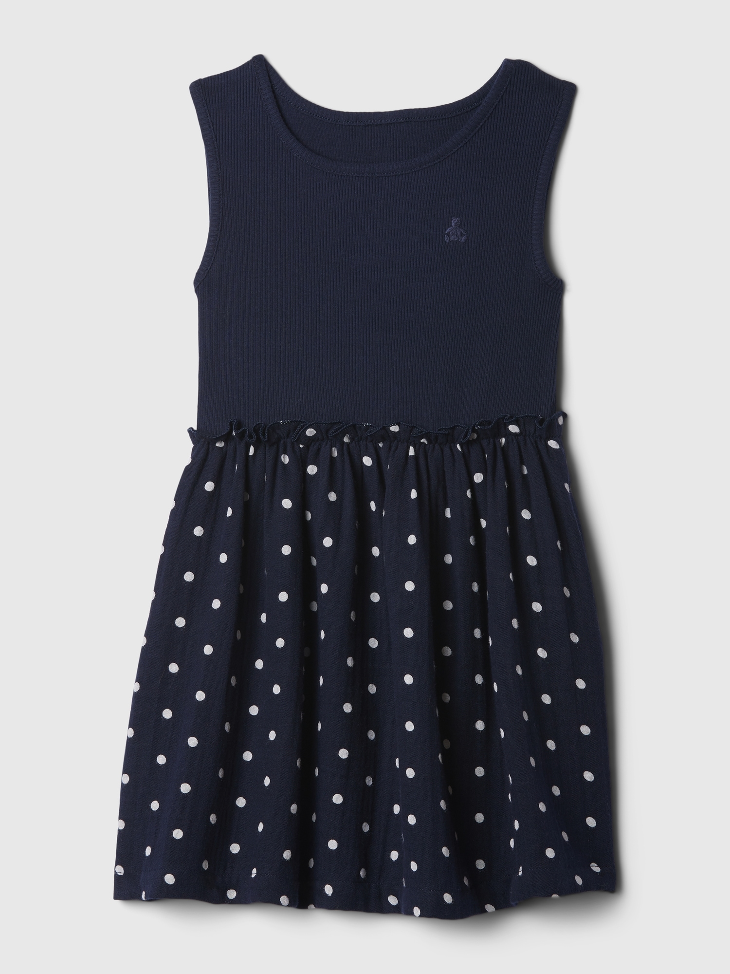 Shop Gap Baby Crinkle Gauze Dress In Navy Blue Uniform Dots