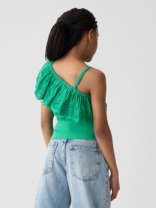 Image number 2 showing, Kids Asymmetrical Eyelet Top