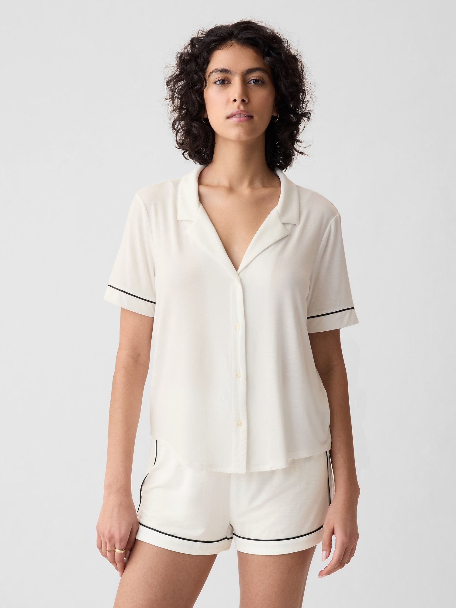 Shop Gap Modal Pajama Shirt In Off White