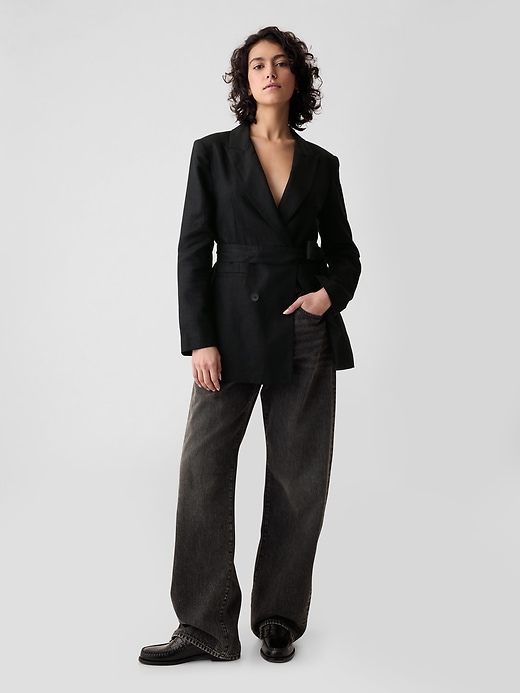 Image number 3 showing, Linen-Cotton Belted Blazer