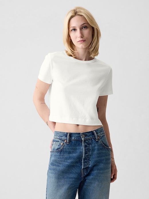 Image number 1 showing, Organic Cotton Vintage Shrunken Cropped T-Shirt