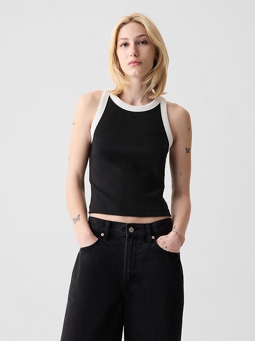 Image number 1 showing, Modern Rib Cropped Halter Top