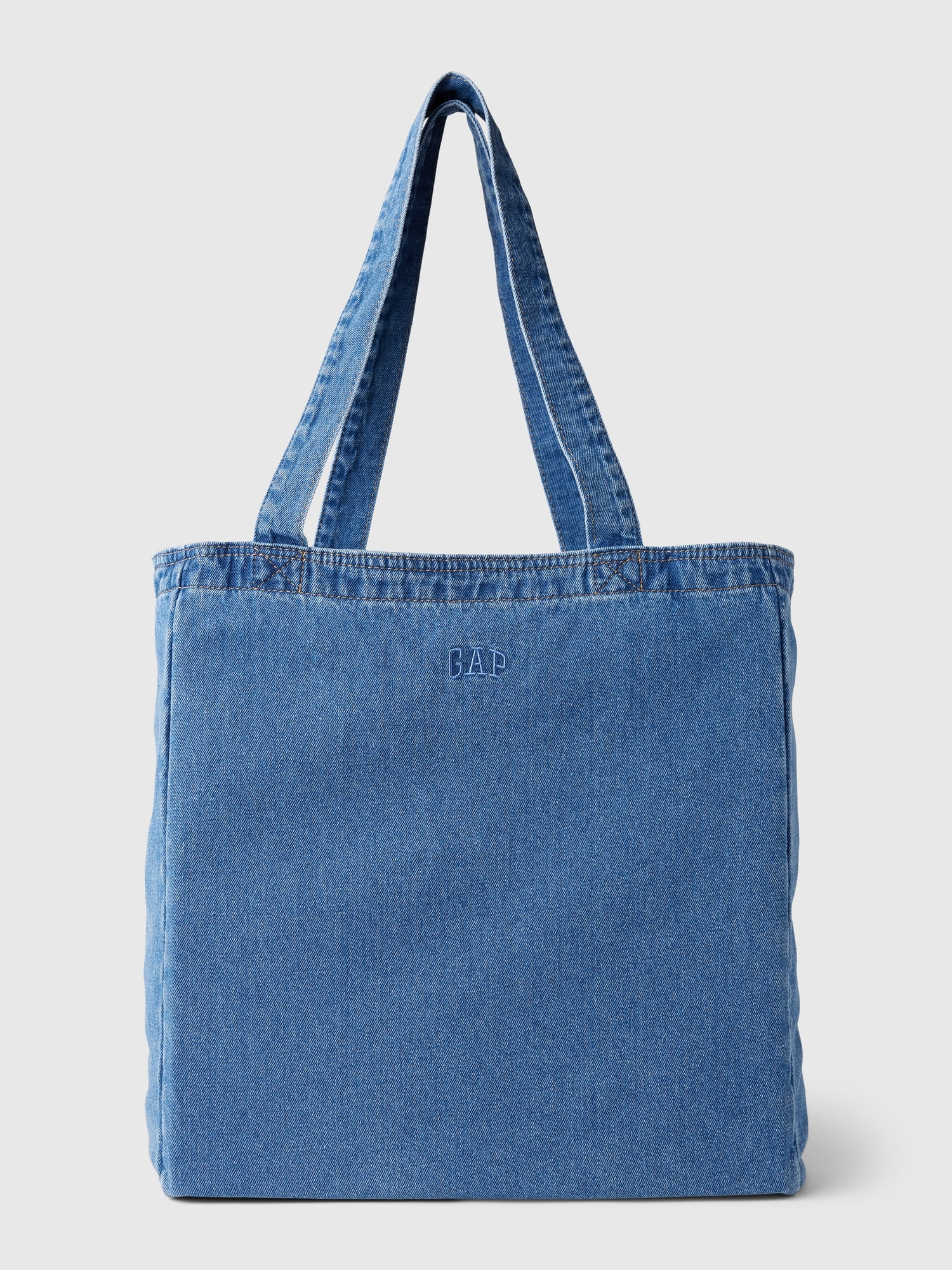 Shop Gap Arch Logo Denim Tote Bag In Medium Wash