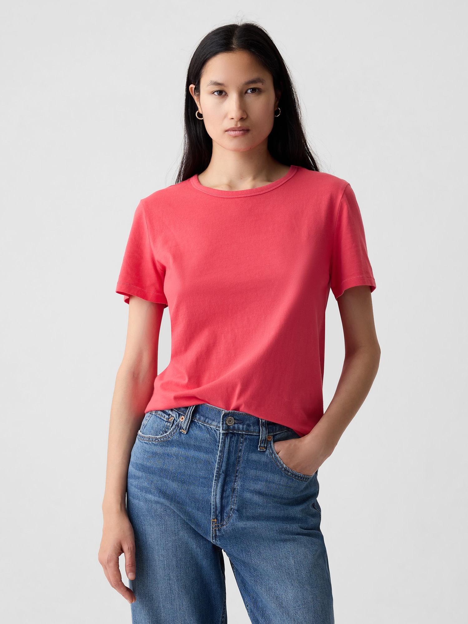 Shop Gap Organic Cotton Vintage Crewneck T-shirt In Slipper Red