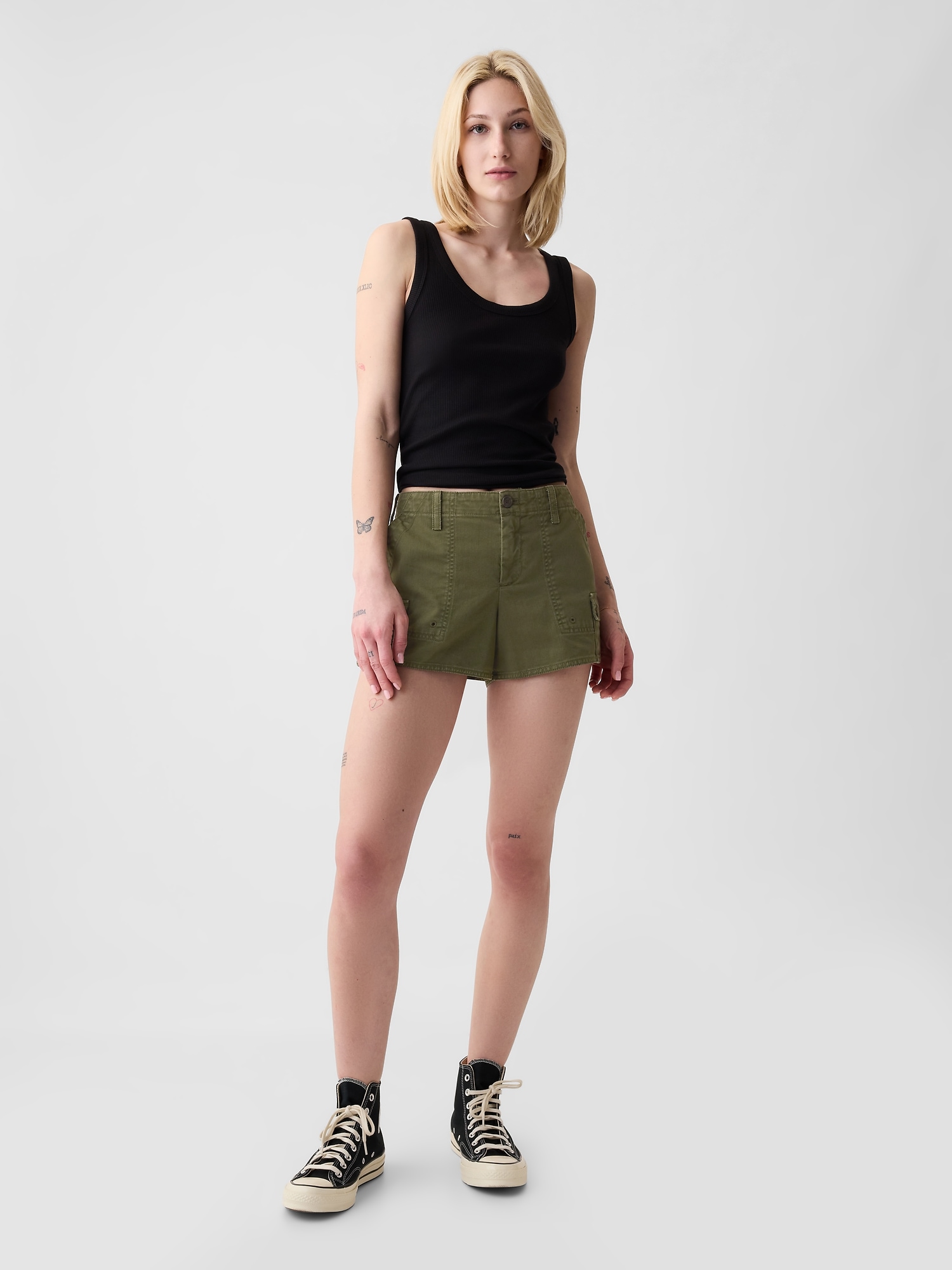 Shop Gap 3" Low Rise Y2k Cargo Shorts In Olive Night