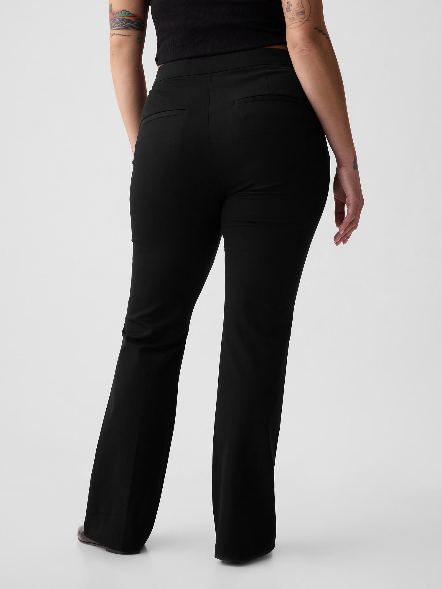 Women's Black Curvy Polyester/ Spandex Blend Pants