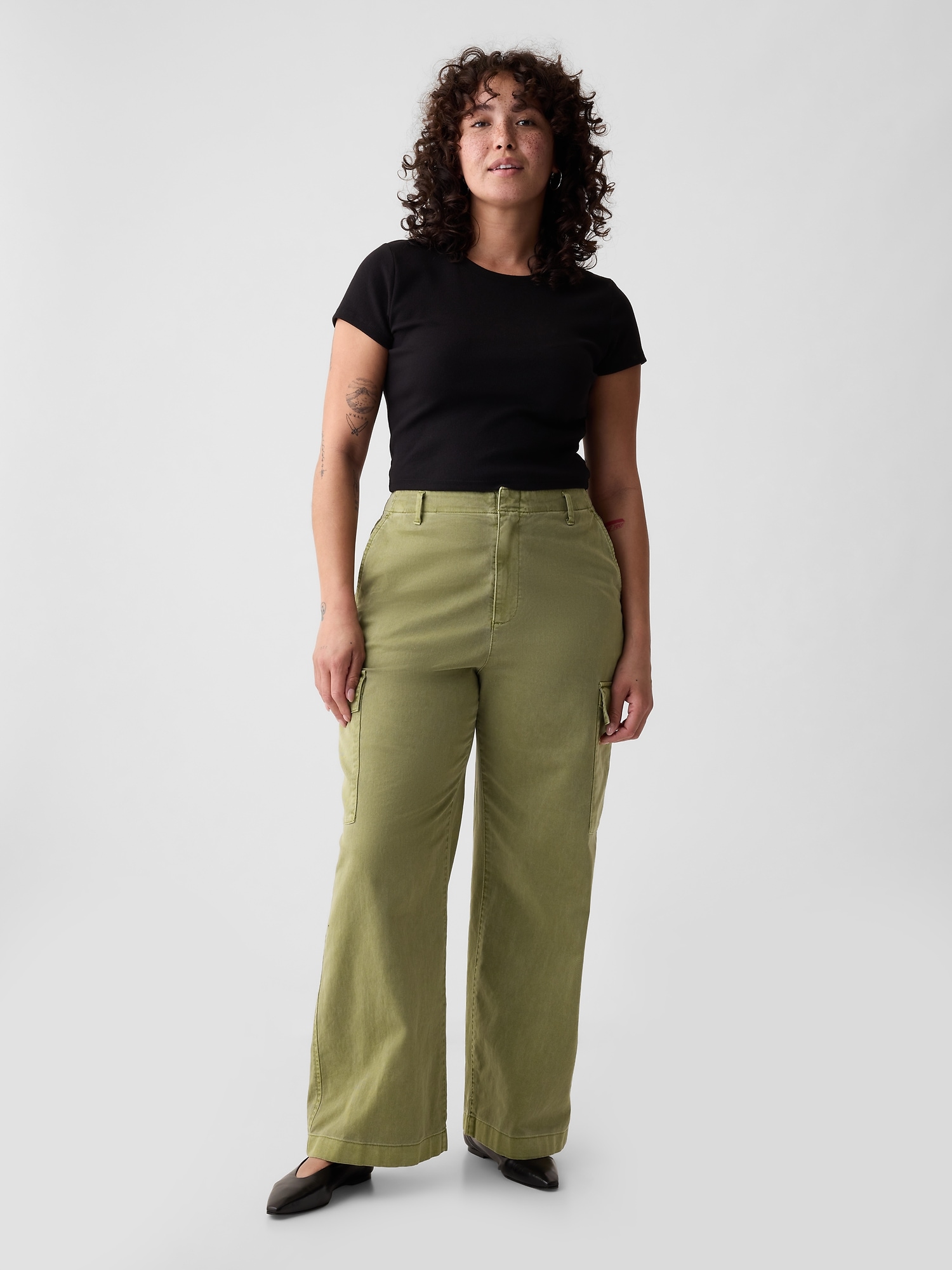 GREEN HIP Mid Rise Pants Give Cargo