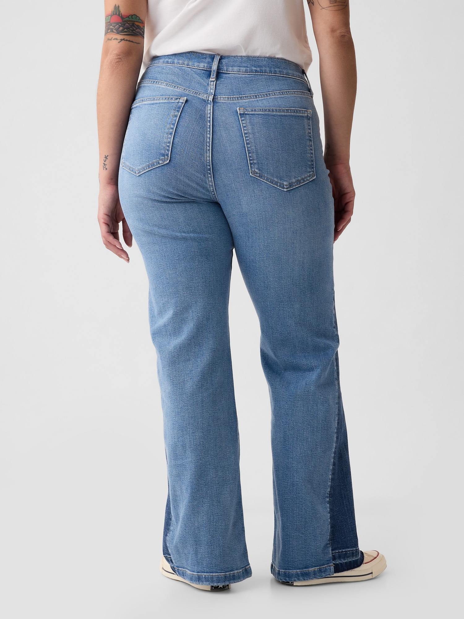 1970s jeans, wide leg, vintage bellbottoms, flap front pockets, size, Black Label Vintage