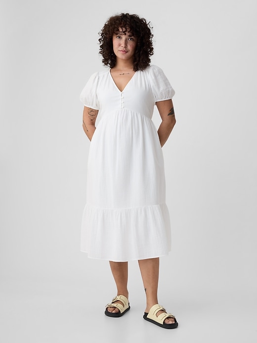 Image number 4 showing, Crinkle Gauze Midi Dress