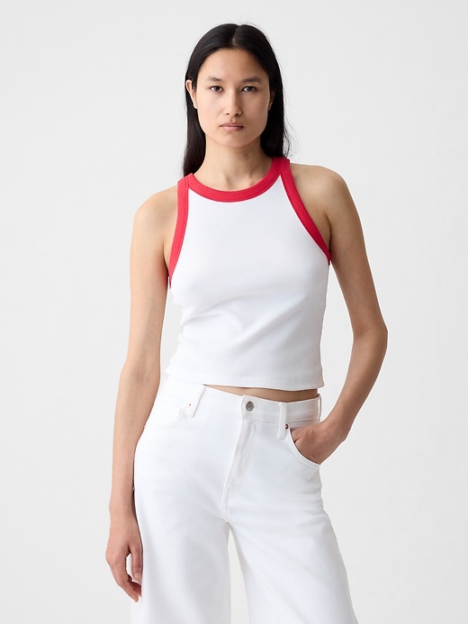 Image number 1 showing, Modern Rib Cropped Halter Top