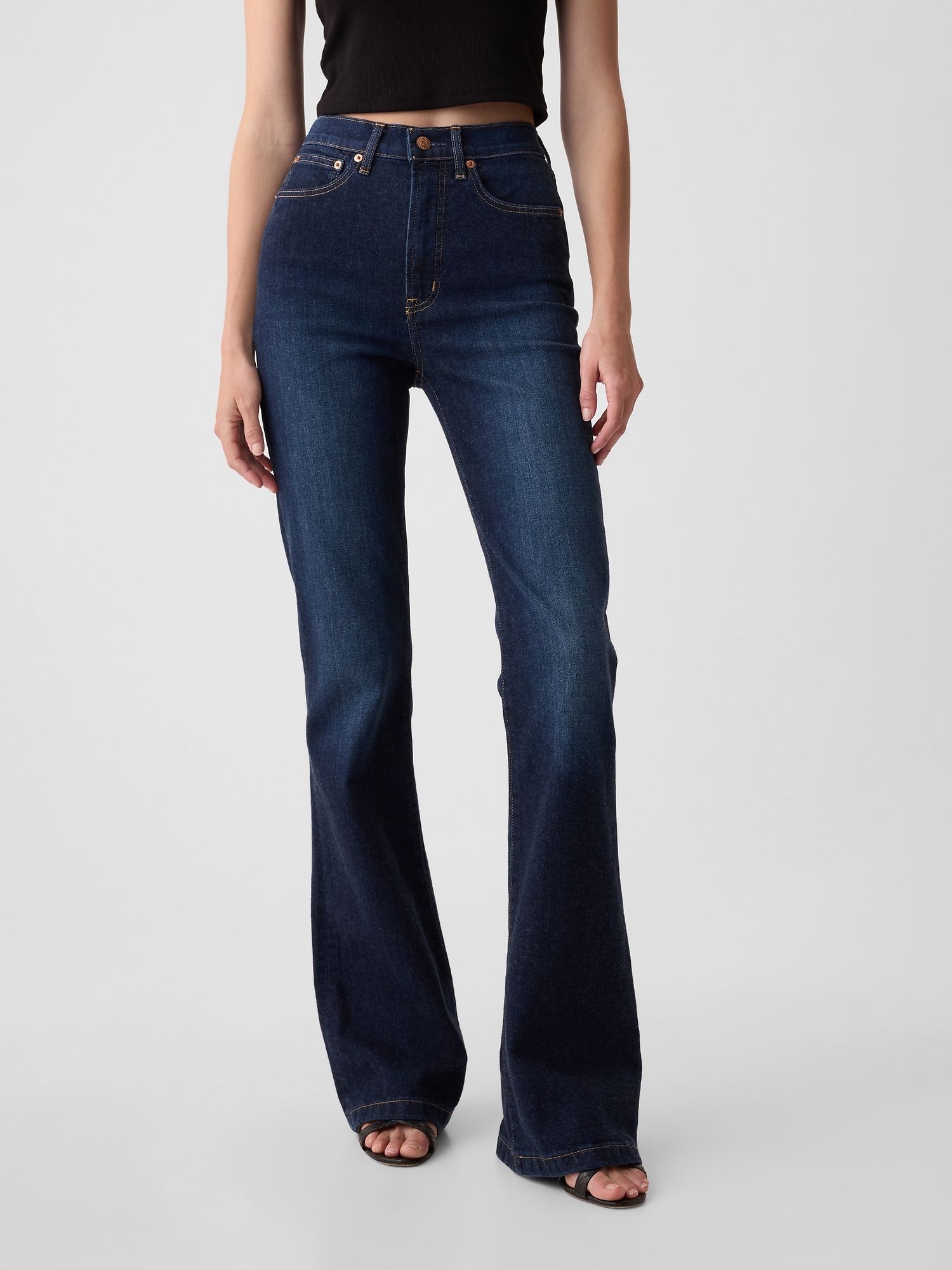 70's High Rise Flare Women's Jeans (plus Size) - Medium Wash