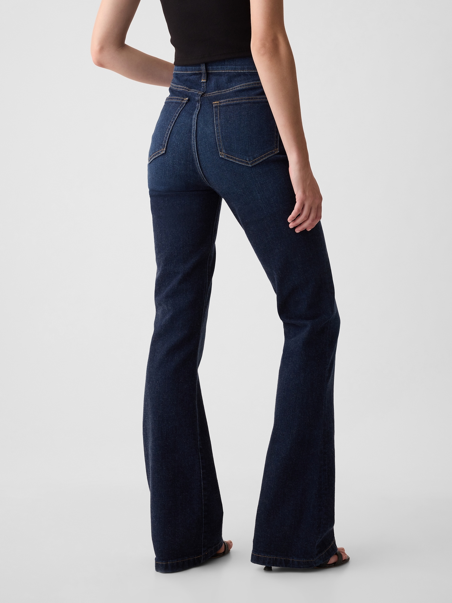 Women's Vintage 70s Flare Bottom Jeans Fashion Destroyed Flare