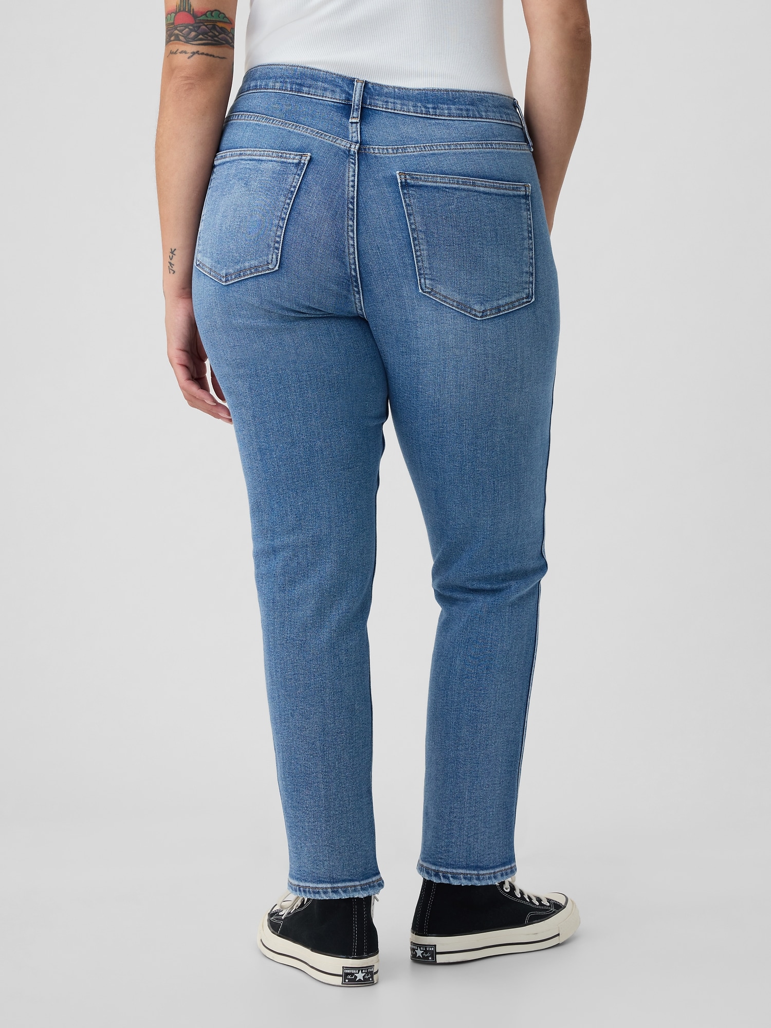 Gap 1969 Women's Slim Straight Mid Rise Blue Denim Jeans Size 4 R Stretch  NEW