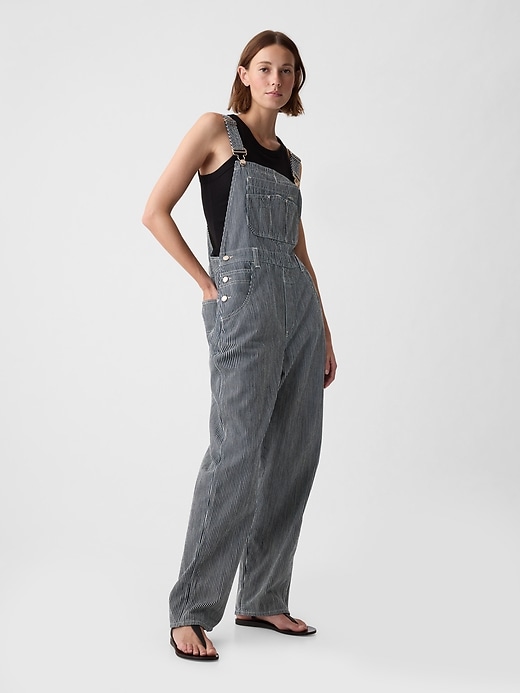 Image number 2 showing, Striped Loose Overalls