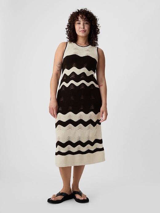 Image number 4 showing, Crochet Midi Sweater Dress