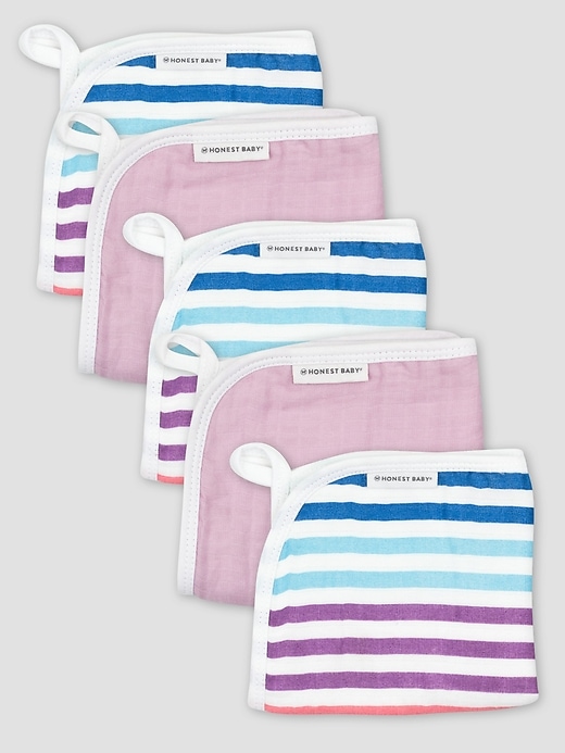 Image number 5 showing, Honest Baby Clothing Five Pack Organic Cotton Triple Layer Woven Washcloths