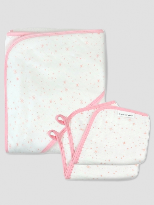 Image number 1 showing, Honest Baby Clothing 3 Piece Organic Cotton Hooded Towel Set