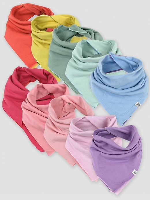 Image number 4 showing, Honest Baby Clothing 10 Pack Organic Cotton Reversible Bandana Bib Burp Cloths