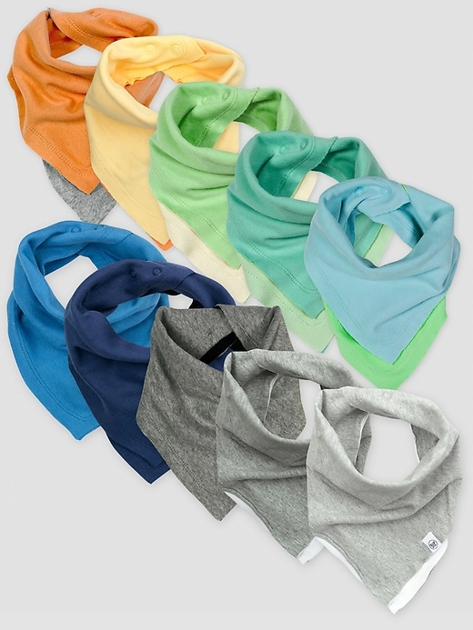 Image number 4 showing, Honest Baby Clothing 10 Pack Organic Cotton Reversible Bandana Bib Burp Cloths