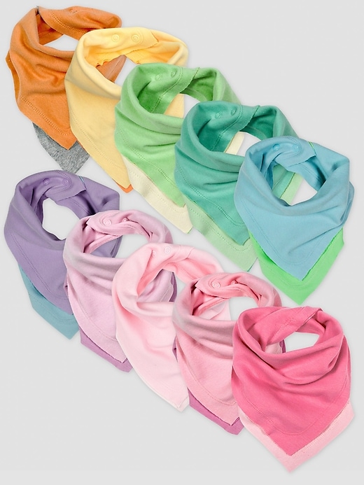 Image number 1 showing, Honest Baby Clothing 10 Pack Organic Cotton Reversible Bandana Bib Burp Cloths