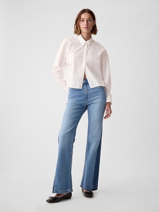 Image number 1 showing, High Rise Patched '70s Flare Jeans