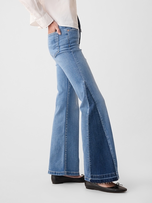 Image number 3 showing, High Rise Patched '70s Flare Jeans